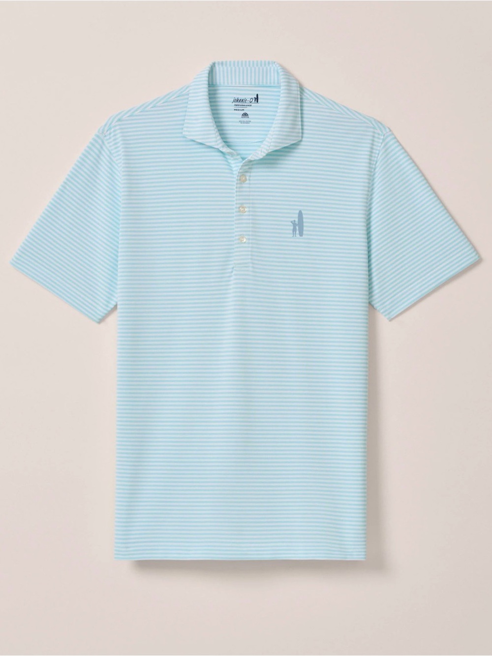 johnnie-O  Light Blue & White Striped Polo  performance